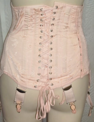 Vintage Pink Peach Corset Boning Tummy Control Lace Up Girdle Garters by ShonnasVintage steampunk buy now online