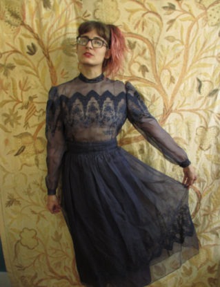 Vintage Sheer Victorian Lace Silk Dress Blouse Skirt beautiful medium by PaisleyBabylon steampunk buy now online