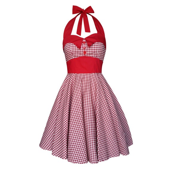 Red White Gingham Dress Rockabilly Dress Pin Up Dress Checkered Dress ...