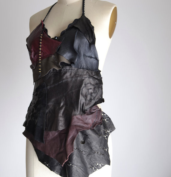 Gothic Leather Top - Leather Festival Top - Festival Clothing ...