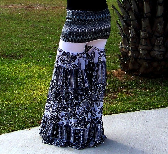 Upcycled Pants Flow Pants Wide Leg Yoga Fit Hippie Pants Hippie Clothing Bell Bottoms Large X-Large Hoop Pants Palazzo Pants Black White by LegendaryThreadz steampunk buy now online