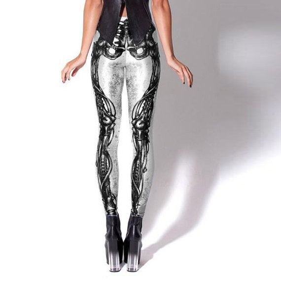 Black and White Skeleton Leggings by TheRavensHoller steampunk buy now online