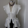 White Size S Button Down Victorian Style Bustle Steampunk Tailcoat V-neck gathered Collar Blouse Pirate*Vampire by Flinglationship steampunk buy now online