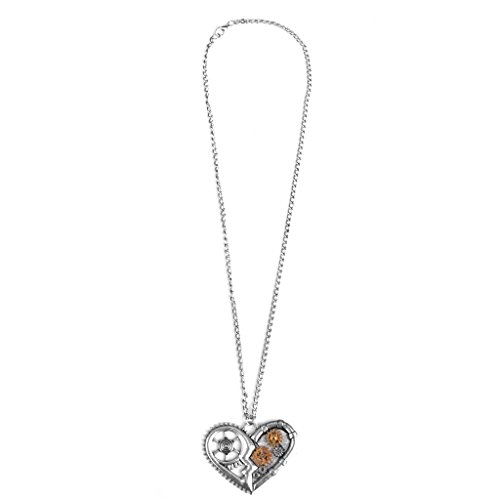 Steampunk Alloy Heart Shape Gears Charm Pendant Chain Necklace Silver steampunk buy now online