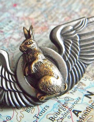Steampunk Pin Flying Rabbit Wings Mixed Metals by CosmicFirefly steampunk buy now online