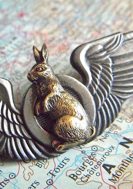 Steampunk Pin Flying Rabbit Wings Mixed Metals by CosmicFirefly steampunk buy now online