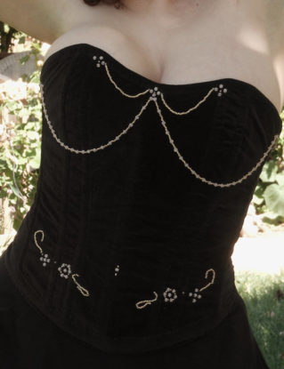 Beaded Velvet Overbust Corset by VelvetDollsCorsetry steampunk buy now online