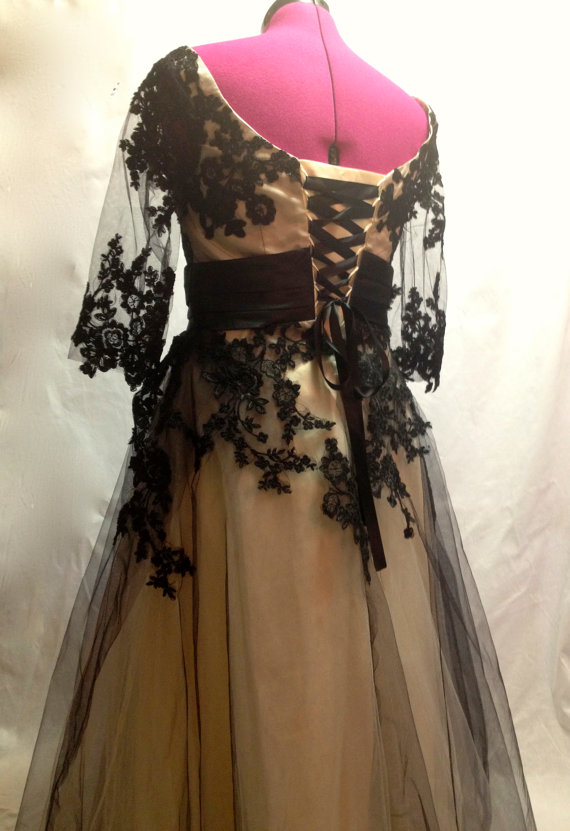 Black Lace Steampunk Wedding Dress by seamstressofsteam steampunk buy now online