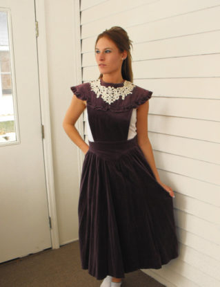 Gunne Sax Velvet Dress Prairie Purple Pinafore Vintage 70s XS by soulrust steampunk buy now online