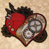 SteamPunk Gears Clockwork Heart Iron On Embroidery Patch MTCoffinz - Choose Size by MTthreadz steampunk buy now online