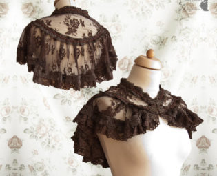 Capelet, Steampunk Victorian, brown lace romantic shrug, mori, Somnia Romantica, size free see item details for measurements by SomniaRomantica steampunk buy now online