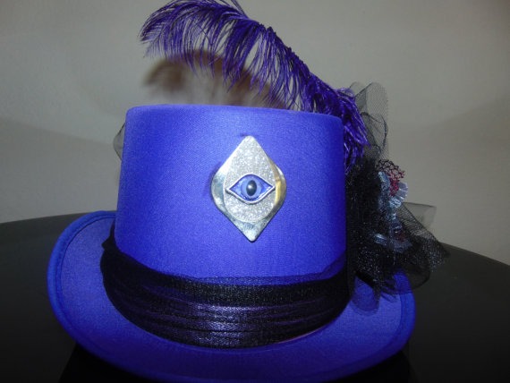 Purple Victorian Satin Evil Eye Top Hat by Thehatzmeow steampunk buy now online