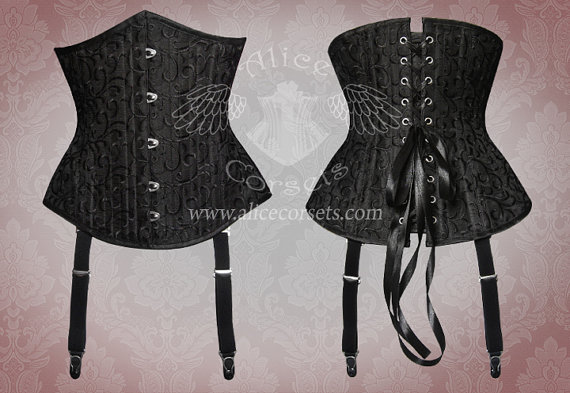 Embroidery Underbust Corset ~ Gothic Victorian Waspie Fetish Burlesque Casual Waist Cincher Custom Corsetry ~ Waist Training Bespoke Corsets by AliceCorsets steampunk buy now online