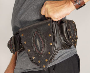 SALE! SHADOW - Handmade Buffalo Leather Utility Belt With Pockets Renaissance Festival Belt Zootzu Burning Man Tribal Steampunk Belt - BLACK by zootzugarb steampunk buy now online