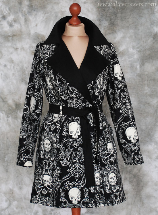 READY TO WEAR ~ Gothic Jacket ~ Cotton Baroque Skulls Victorian Steampunk Coat ~ Dark Fashion Blazer Robe ~ Vampire Costume Cloak Dress by AliceCorsets steampunk buy now online