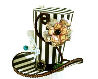 Striped Mad Hatter Mini top hat birthday tea party Alice in wonderland Steampunk Decoration Garden of Queen Heart Cup-cake Topper Derby Tiny by MiniTopHat steampunk buy now online