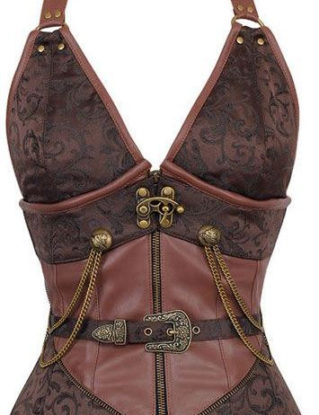 Corset Steampunk Brocade and Faux Leather by Bestitchery steampunk buy now online