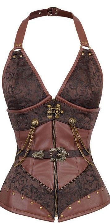 Corset Steampunk Brocade and Faux Leather by Bestitchery steampunk buy now online