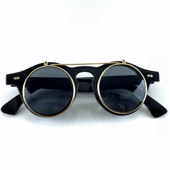 Vintage Retro Round Flip Up Clear Lens Sunglasses 1920 - FREE U.S. SHIPPING by NikkiEyewear steampunk buy now online