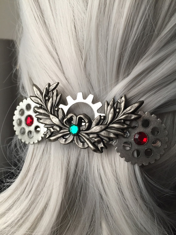 Hair Clip 80mm - Hair Clips - Christmas Hair Clips - Holiday Hair Clip - Hair Accessories for Women - Hair Clips Women - Silver Hair Clip by ArcanumByAerrowae steampunk buy now online