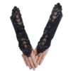 Sexy Fingerless Pearl Lace Satin Bridal Bride Wedding Party Gloves (Black) steampunk buy now online