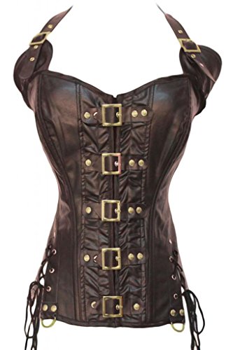 Dear-lover Women's Buckle-up Steampunk Corset Large Size Coffee steampunk buy now online