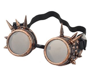Malloom® Rivet Steampunk Windproof Mirror Vintage Gothic Lenses Goggles Glasses (Red Copper) steampunk buy now online