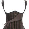 New Women's Underbust Steel Boned Vest Satin and Leather Brown Steampunk Corset (XL, Brown) steampunk buy now online