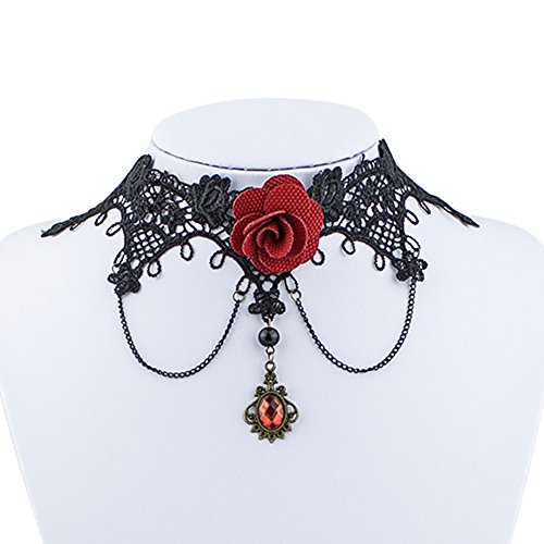 Sanwood® Vintage Handmade Gothic Steampunk Lace Flower Choker Necklace Jewellery (7) steampunk buy now online