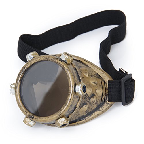 Vintage Gothic Steampunk Goggles Cosplay Fancy Dress Glasses for Left Eye (Brass) steampunk buy now online