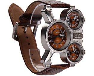 Vakind Men's Quartz Military Wrist Watch with 3-Movt 23mm Stainless Steel Band Sport Watches (brown) steampunk buy now online