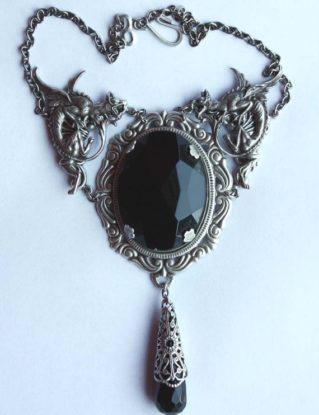 Steampunk Jewelry Black stone Gothic necklace filigree Dragon choker by pinkabsinthe steampunk buy now online