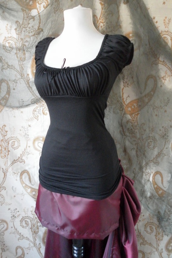 Black peasant blouse -sizes S/M and M/L by AliceAndWillow steampunk buy now online