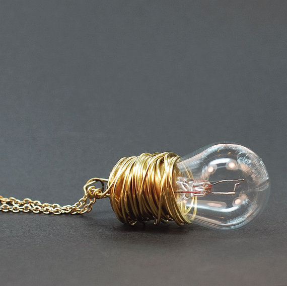 Steampunk Necklace- Brass Upcycled Light Bulb Necklace Steampunk Jewelry by Tanith steampunk buy now online