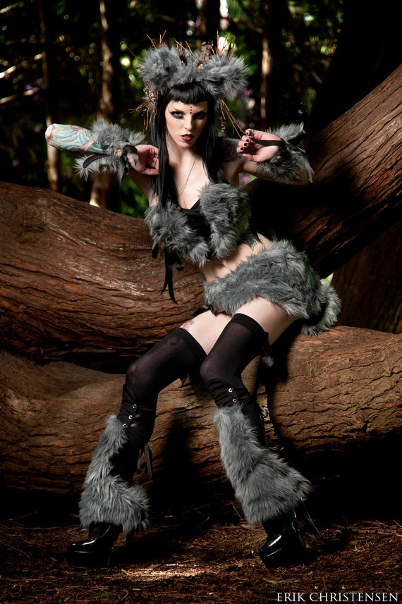 Entire Pin-Up Halloween Big Bad Wolf Costume Ensemble by idolatre steampunk buy now online