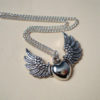 Winged heart necklace silver charm vintage retro kitsch style by PirateTreasures steampunk buy now online