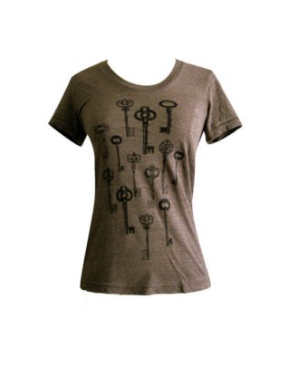 Skeleton Key T-Shirt - Antique Keys American Apparel ladies Tri-blend shirt - (Available in sizes S, M, L, XL) by friendlyoak steampunk buy now online