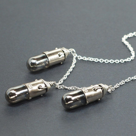 Steampunk Jewelry Necklace- Silver Upcycled Burnt Out Light Bulb Necklace, Steampunk Necklace, Lightbulb Necklace, Industrial Jewelry by Tanith steampunk buy now online