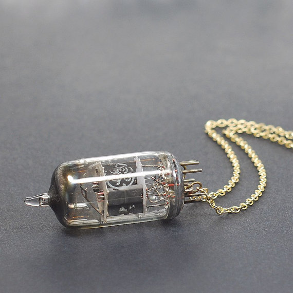 Steampunk Necklace Jewelry- Upcycled Brass Industrial Vacuum Tube Necklace, Radio Tube Necklace, Steampunk Jewelry by Tanith steampunk buy now online