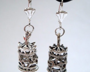 Carousel charm earrings vintage style antique silver merry-go-round by PirateTreasures steampunk buy now online