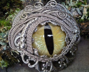 Gothic Steampunk Yellow Pin Pendant Eye by twistedsisterarts steampunk buy now online