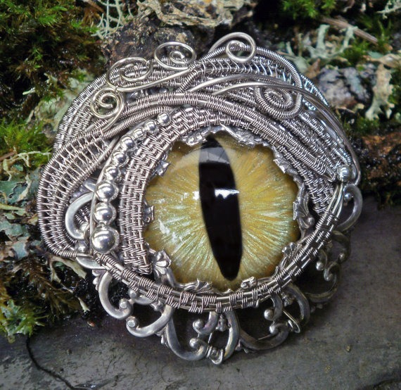 Gothic Steampunk Yellow Pin Pendant Eye by twistedsisterarts steampunk buy now online