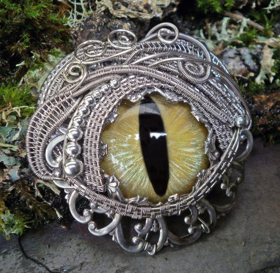 Gothic Steampunk Yellow Pin Pendant Eye by twistedsisterarts steampunk buy now online