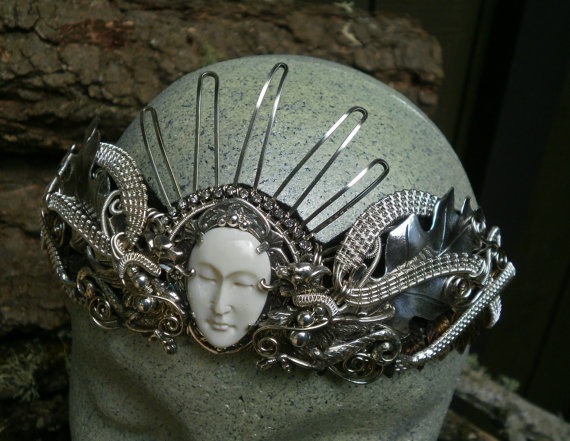 SOLD Gothic Steampunk Queen of the Dragons Crown Headpiece by twistedsisterarts steampunk buy now online