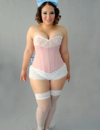 Pink and White Overbust Steel Boned Corset by TheCorsetCarriage steampunk buy now online