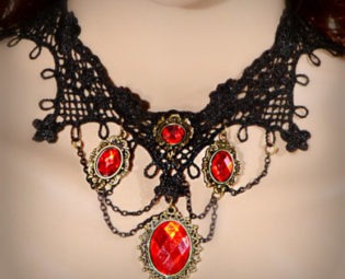 Lace Gothic choker - black necklace- Victorian Gothic Jewelry halloween choker by TheAlteredCity steampunk buy now online