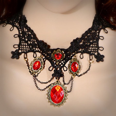 Lace Gothic choker - black necklace- Victorian Gothic Jewelry halloween choker by TheAlteredCity steampunk buy now online
