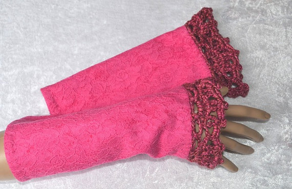 fingerless gloves, arm warmers, fingerless mittens, pink gloves, pretty in pink by pipinja steampunk buy now online