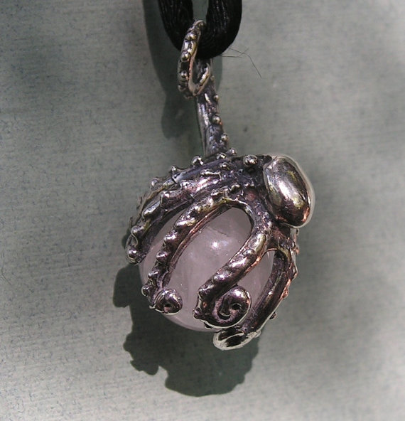 Octopus Pendant Sterling Silver With Rose Quartz by westernmountain steampunk buy now online