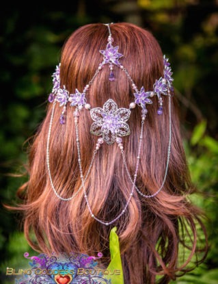 Purple Waterlily Princess Circlet by BlingGoddessBoutique steampunk buy now online